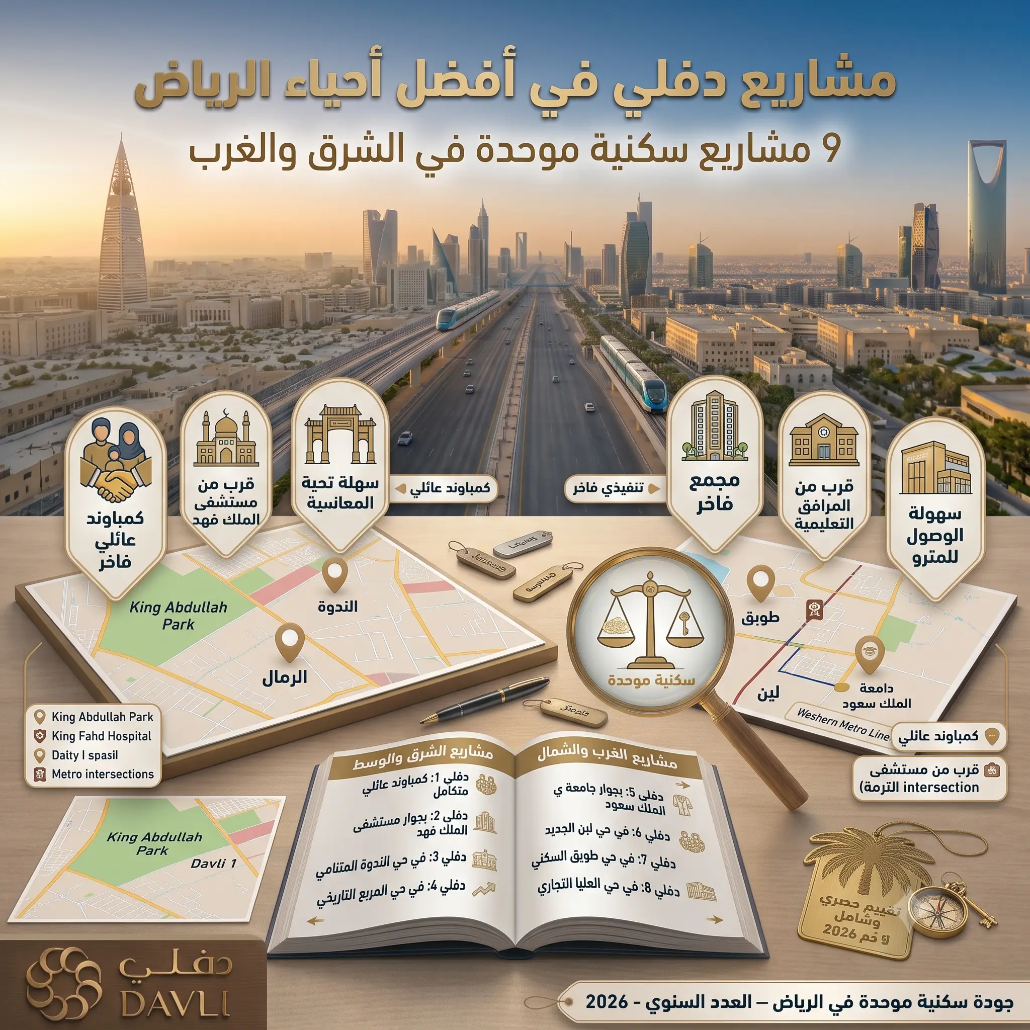أحياء شرق الرياض وغربها: أفضل أحياء الرياض للسكن في 2026؟ 2 أفضل أحياء الرياض
